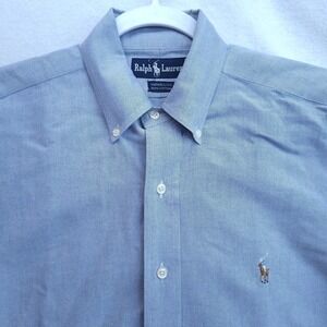 Ralph Lauren Yarmouth Oxford Shirt 14.5 33 Blue Flesh Pony Preppy Dress Shirt